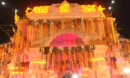 भगवान श्री राम प्रतिमा की प्राण प्रतिष्ठा के शुभ अवसर पर नादौन में शोभा यात्रा का आयोजन 