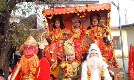 भगवान  श्री राम प्रतिमा की प्राण प्रतिष्ठा के शुभ अवसर पर नादौन के श्री राम मंदिर परिसर में भव्य कार्यक्रम का आयोजन