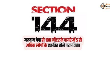 मतदान केंद्र से 100 मीटर के दायरे में 5 से अधिक लोगों के एकत्रित होने पर प्रतिबंध