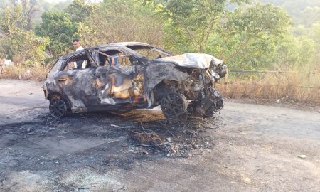 बड़ा हादसा टला ,समय रहते जलती हुई गाडी से निकाल लिए तीनो युवक