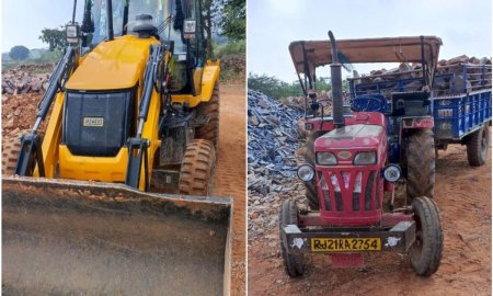 खनन करते पकड़ी जेसीबी और ट्रैक्टर