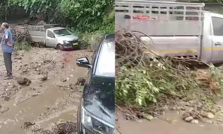 मॉनसून : मलबे की चपेट में आए मकान और वाहन, गंभरपुल भी खतरे में