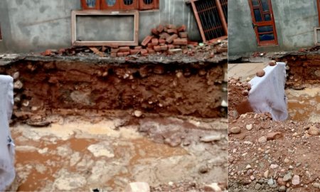 घर के साथ नाली खोद कर हुआ घर को खतरा