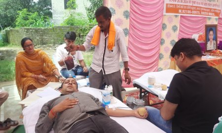 134 रक्त वीरों ने किया रक्तदान, रक्तदाताओं को किया सम्मानित