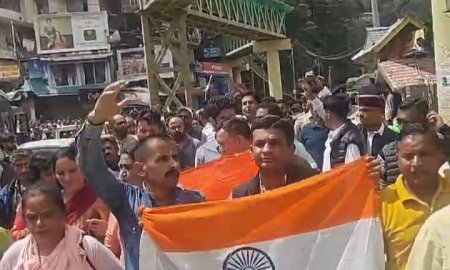 अवैध मस्जिद निर्माण पर शिमला के चौड़ा मैदान व संजौली में हिंदू संगठनों का विरोध प्रदर्शन