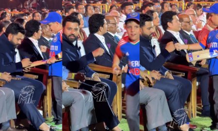 वानखेड़े की 50वीं सालगिरह: रोहित शर्मा और छोटे फैन का मजेदार मोमेंट हुआ वायरल