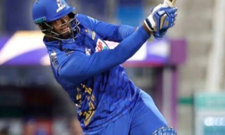 रोमारियो शेफर्ड का तूफानी प्रदर्शन: 5 गेंदों में 26 रन, KKR के गेंदबाज अली खान की धुनाई