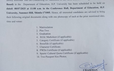 HPU में एमए एजुकेशन की काउंसलिंग 8 जुलाई को, ये दस्तावेज जरूर ले जाएं!