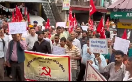 शिमला जिला के सुन्नी में CITU के बैनर तले मजदूर संगठनों का विरोध प्रदर्शन