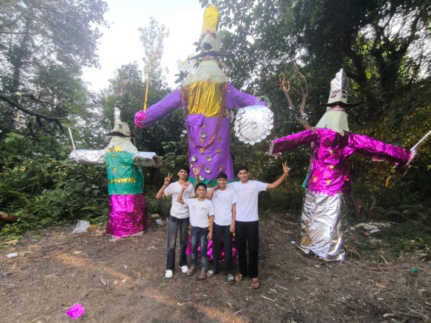 मंदल गांव में युवाओं ने धूमधाम से किया रावण दहन