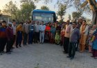 ग्राम पंचायत धमेड़ में पहली बार पहुंची एचआरटीसी बस, खुशी की लहर