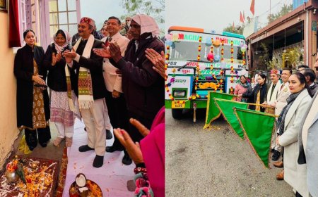 नववर्ष पर बड़ी बेही को मिली पहली बस, अजय वर्मा ने दिखाई हरी झंडी