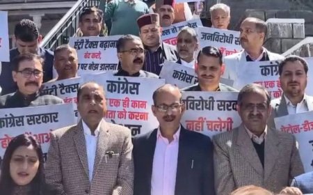 विधानसभा परिसर में एंट्री टैक्स और सेस वृद्धि के खिलाफ भाजपा का जोरदार प्रदर्शन