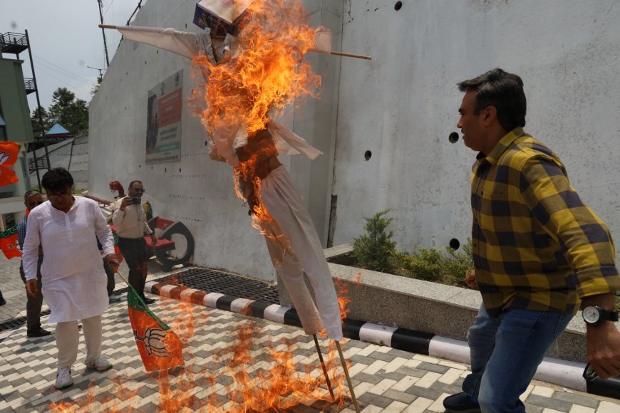 धर्मशाला नगर निगम में शपथ ग्रहण में देरी पर भाजपा का हल्ला बोल, मुख्यमंत्री और आयुक्त के पुतले फूंके