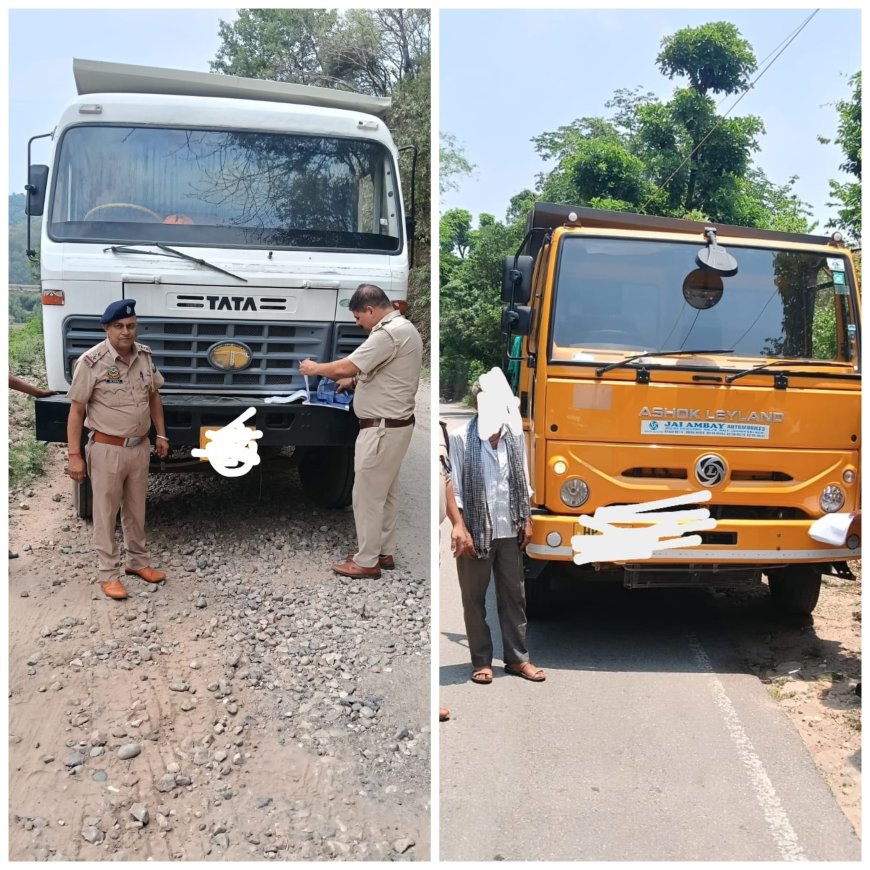 खनन माफिया पर नूरपुर पुलिस का बड़ा प्रहार! 24 घंटे में 22 वाहनों पर कार्रवाई, 5 ट्रक इंपाउंड