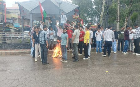 नादौन बस अड्डा के पास इंद्रपाल चौक में युवाओं ने किया जोरदार प्रदर्शन