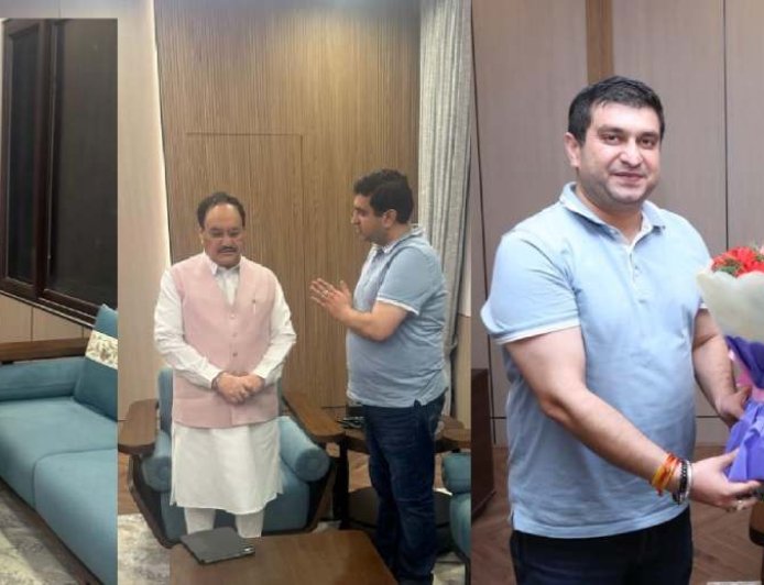 मुनीष शर्मा ने जेपी नड्डा से की मुलाकात, स्वास्थ्य पूछा